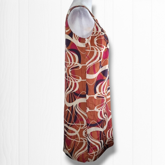 Banana Republic Women's Abstract V-Neck Sleeveless Midi Sheath Dress Size 0 - Picture 4 of 12